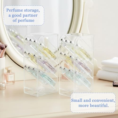 4-Tier Acrylic Rollerball Perfume Organizer - 2 Pack Slanted Display Stand
