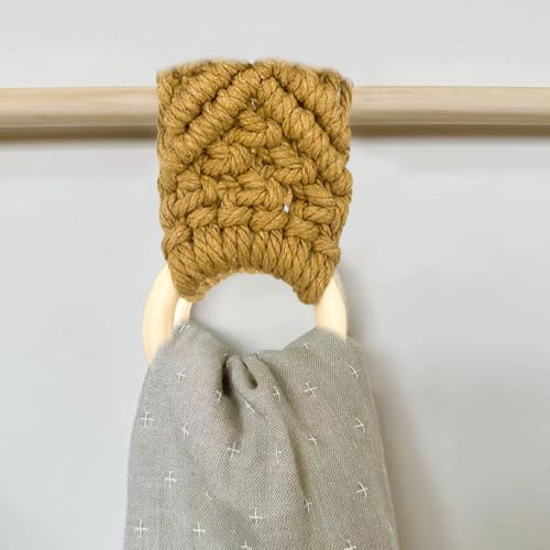2-Piece Hand-Woven Crochet Towel Holder - Bohemian Kitchen Towel Ring