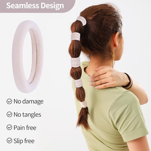 Fishinsea 150 Pcs Seamless Elastic Hair Ties Beige No Damage Pony Tail Bands