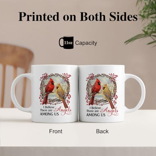 I Believe There Are Angels Among Us Ceramic Mug - White 11oz Cardinal Coffee Cup