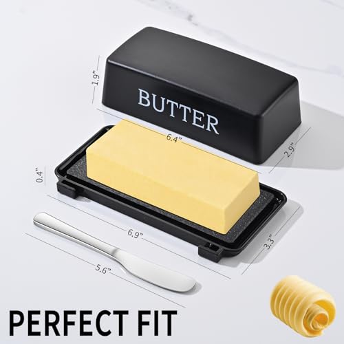 Large Capacity Butter Dish with Lid & Knife - Dishwasher Safe