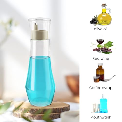 Clear Glass Mouthwash Dispenser 8.8 oz with Lid and Cup