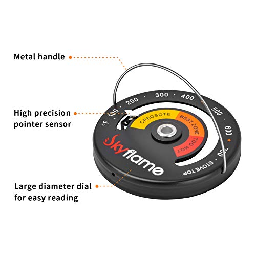 Skyflame Magnetic Wood Stove Thermometer with Large Dial