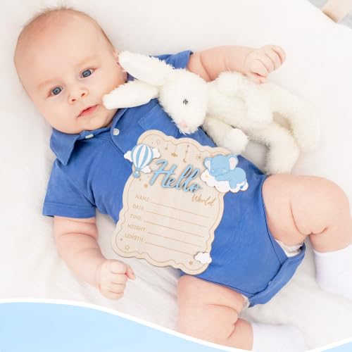 3D Baby Announcement Sign with Elephant Design - Hello World