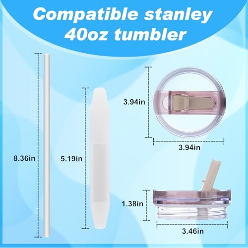2 Pcs 40oz Tumbler Detachable Flip Straw Lid For Stanley Cup Accessories,Leak Proof Cup Top Lids BPA Free Spill Sproof Straw Cover Replacement for Stanley Quencher Protour