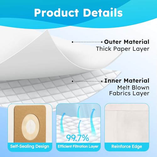 LotFancy Style 7 Vacuum Bags for Bissell Upright Vacuums - 4 Pack