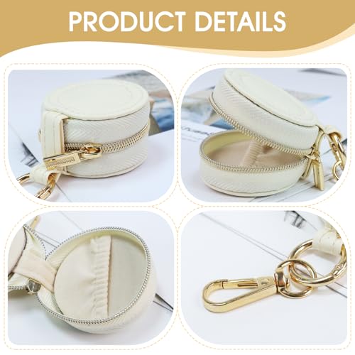 AUUTI Portable Ring Keychain Holder - Small Travel Jewelry Case, White