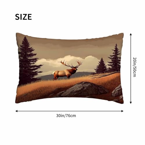 Mugod Wildlife Elk Cushion Cover | 20x30 Inch Decorative Pillow Case
