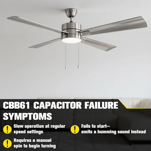 Podoy CBB61 Ceiling Fan Capacitor Replacement 4.5uF-6uF 5 Wire