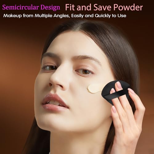 JOLY Triangle Powder Puff Makeup Sponges for Foundation and Loose Powder, Black, 4 Pack
