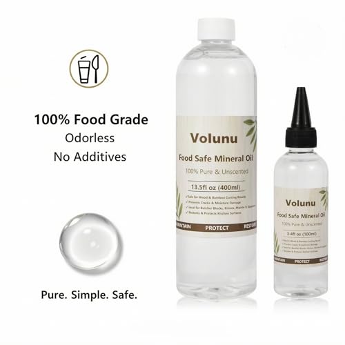 VOLUNU Food Grade Mineral Oil for Cutting Boards & Wood Surfaces - 6.8oz