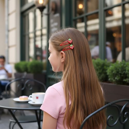 8 PCS Strawberry Hair Clips Cute Red Metal Fruit Barrette Set