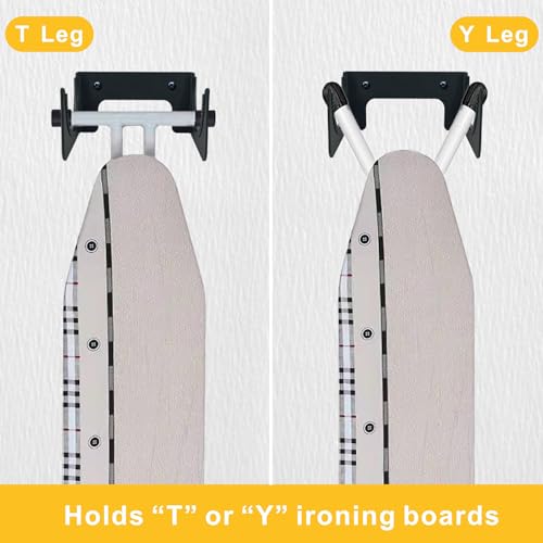 Wall-Mounted Ironing Board Holder for T/Y Legs - Space Saving Organizer