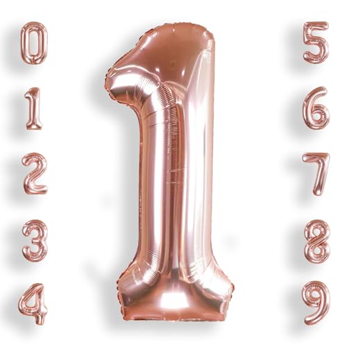 AULE 40 Inch Rose Gold Jumbo Number Balloon 1 | Birthday Party Decor