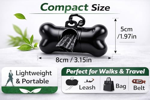 Dog Poop Bag Holder with Safety Lock - Compact Dispenser for Leash