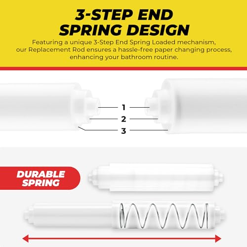 Qualihome White Spring Loaded Toilet Paper Roll Holder Replacement Rod