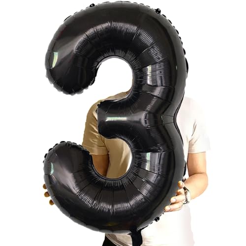 Giant 40-Inch Black Number 3 Balloon for Party Decorations