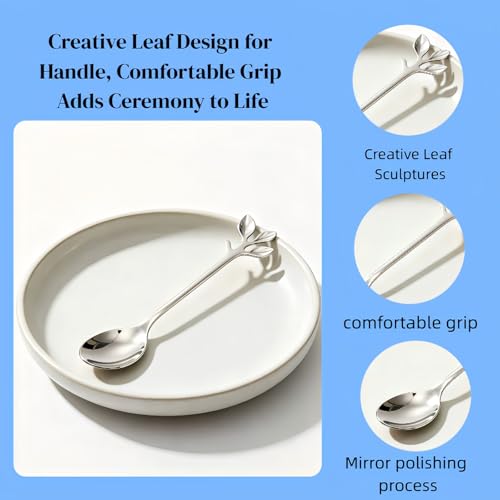 Elegant Silver Mini Coffee Spoons - 4.7" Stainless Steel Set of 4