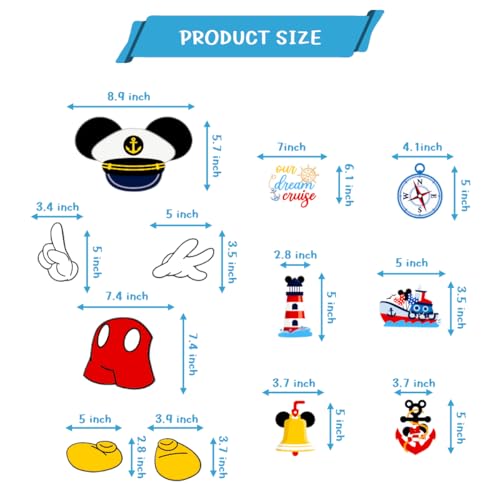 12Pcs Yellow Captain Mouse Cruise Door Magnets - Fun Stateroom Decorations