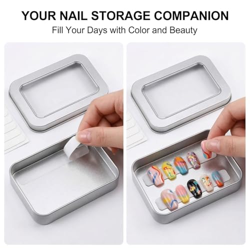 ZJO 8-Piece Press on Nail Storage Box Set with Adhesive Tapes
