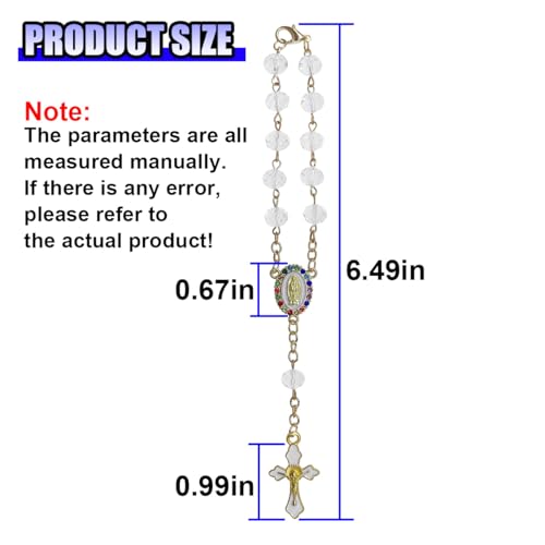 Car Rosary Rearview Mirror Pendant with Virgin Mary Charm