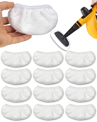 12 Pack Microfiber Steam Cleaner Pads for Handheld Steam Cleaners - White