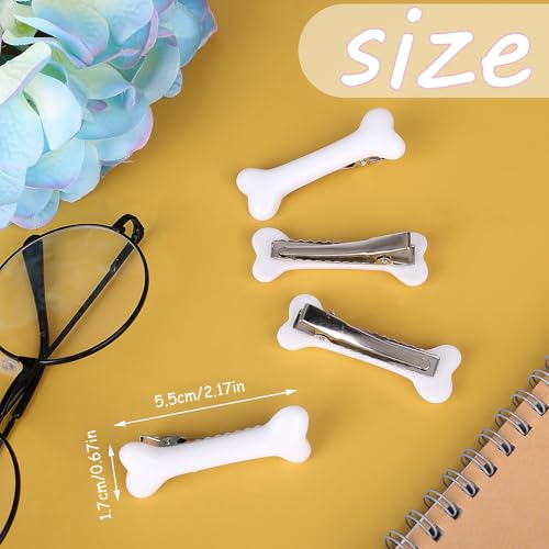 Mabor 4Pcs White Bone Hair Clips - Alligator Hairpins for Halloween Costumes and Daily Wear