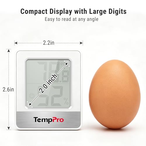 TempPro TP49 Digital Hygrometer Indoor Thermometer - White