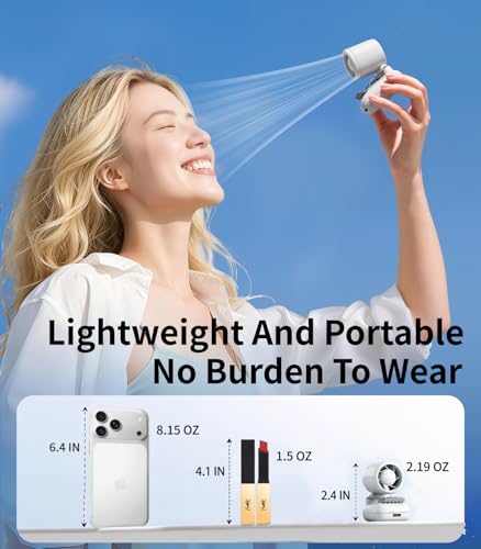 Blissfuhue 3-in-1 Portable Clip-on Fan - Hands-Free Mini Hat Fan, White