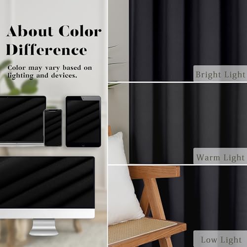 Lecloud Blackout Kitchen Curtains 30W x 36L Pack of 2 - Thermal Privacy Window Drapes