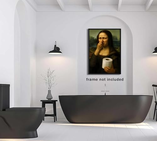 Mona Lisa Bathroom Wall Art - Humorous 8x10 Unframed Decor