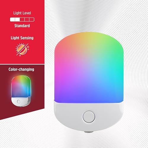 Energizer LED Color-Changing Night Light, White Base, Dusk-to-Dawn Sensor
