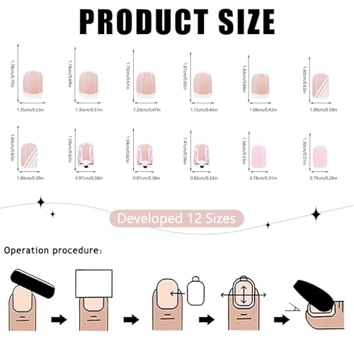 Easter Press on Nails Short Square White French Tip Fake Nails 24 Pcs