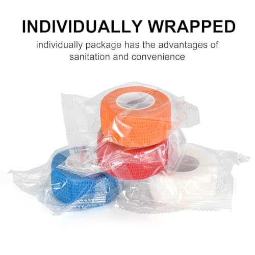 12 Pack Self Adhesive Bandage Wrap 1 Inch Cohesive Bandage Self Adherent Vet Wrap for Dog Pets Elastic Bandage Finger Tape Self Stick Wrap for First Aid Sports Athletic Tape (Mixed Colors)