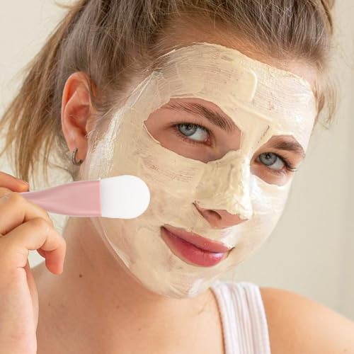Thinp 2 Pcs Silicone Face Mask Applicator and Dual-Ended Brush Set
