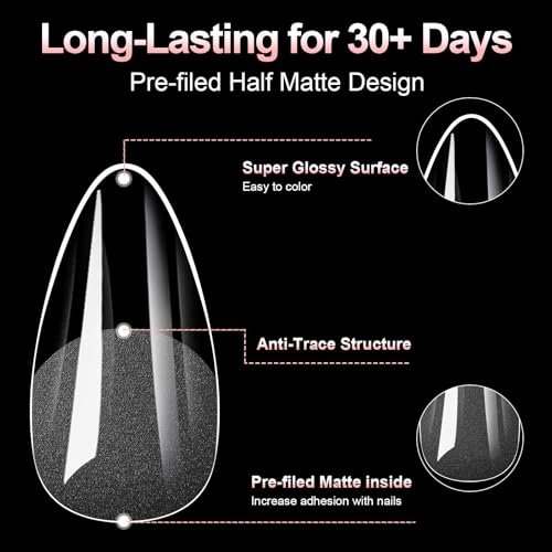 Clear Acrylic Press On Nail Tips 10 Sizes False Nails for DIY Art