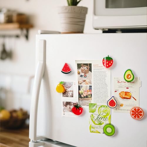 Janvelle 8-Piece Fruit Party Fridge Magnet Set - Cute Decorative Food Magnets