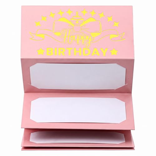 Pink Birthday Money Holder for Cash with Gold Cake Design