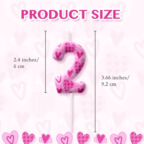 Pink Heart Number Birthday Candles Cute Cake Topper for Party Decor