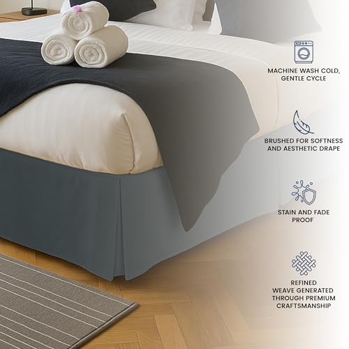 Utopia Bedding Full Size Grey Pleated Bed Skirt 16 Inch Drop Under-Bed Storage