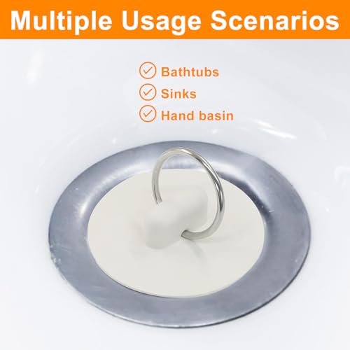 2-Pack 1.5-Inch White Rubber Bathtub Drain Stoppers - Kitchen & Bathroom