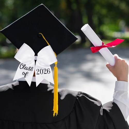 Knitgrip Class of 2026 Graduation Cap Bow White Hair Clip Accessory