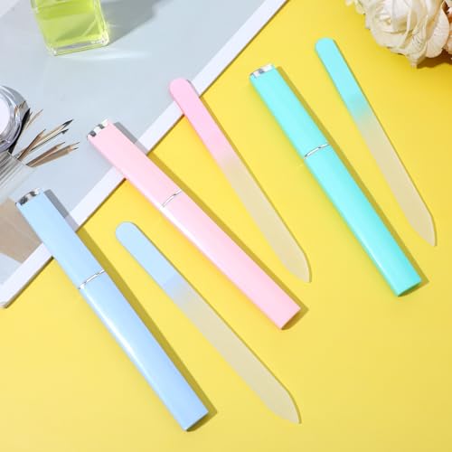 Tweruna 3 Pack Crystal Glass Nail Files with Case for Natural Nails