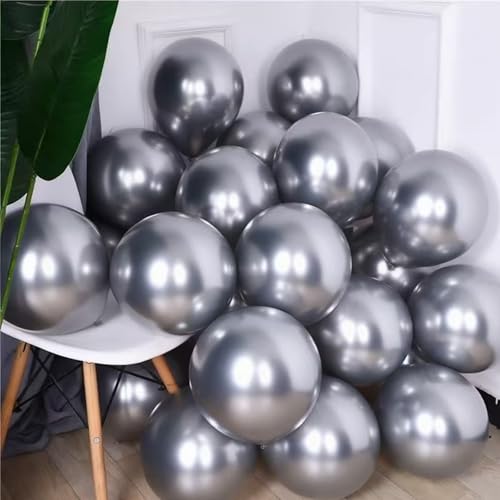 50pcs Silver 5-Inch Metallic Latex Balloons for Parties