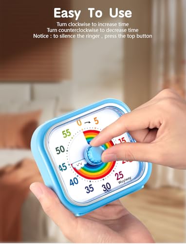 Rainbow Blue Visual Timer for Kids & Adults - 60 Minute Countdown