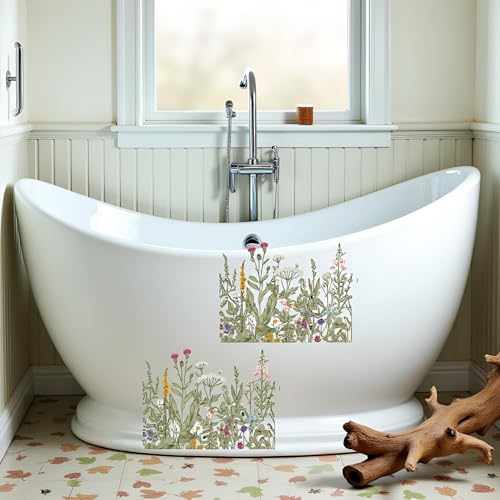2Pcs Green Leaf Floral Toilet Seat Stickers - Waterproof & Removable
