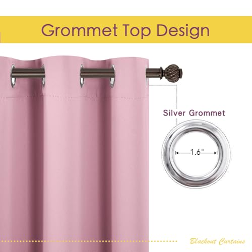 NICETOWN Blackout Curtains, Rouge Pink 42x80 Thermal Grommet Drapes (Set of 2)