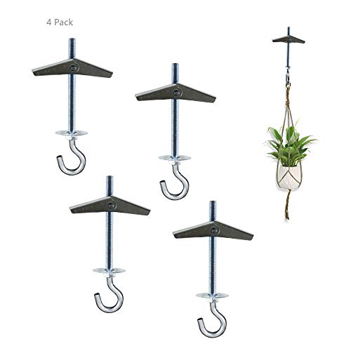 Heavy-Duty Ceiling Hooks - 4 Pack Carbon Steel Toggle Anchors