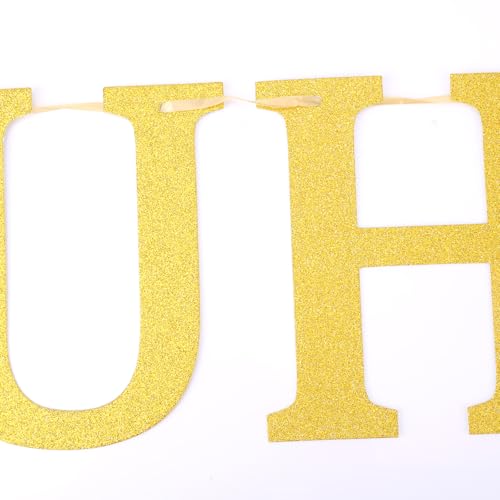 Happy Rizz Bruh Gold Glitter Birthday Banner - Pre-Strung Party Decor