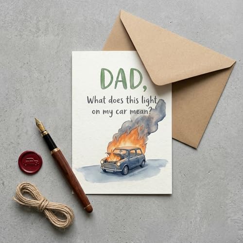 Funny Dad Birthday Card - Hilarious Car Joke for Dad | White